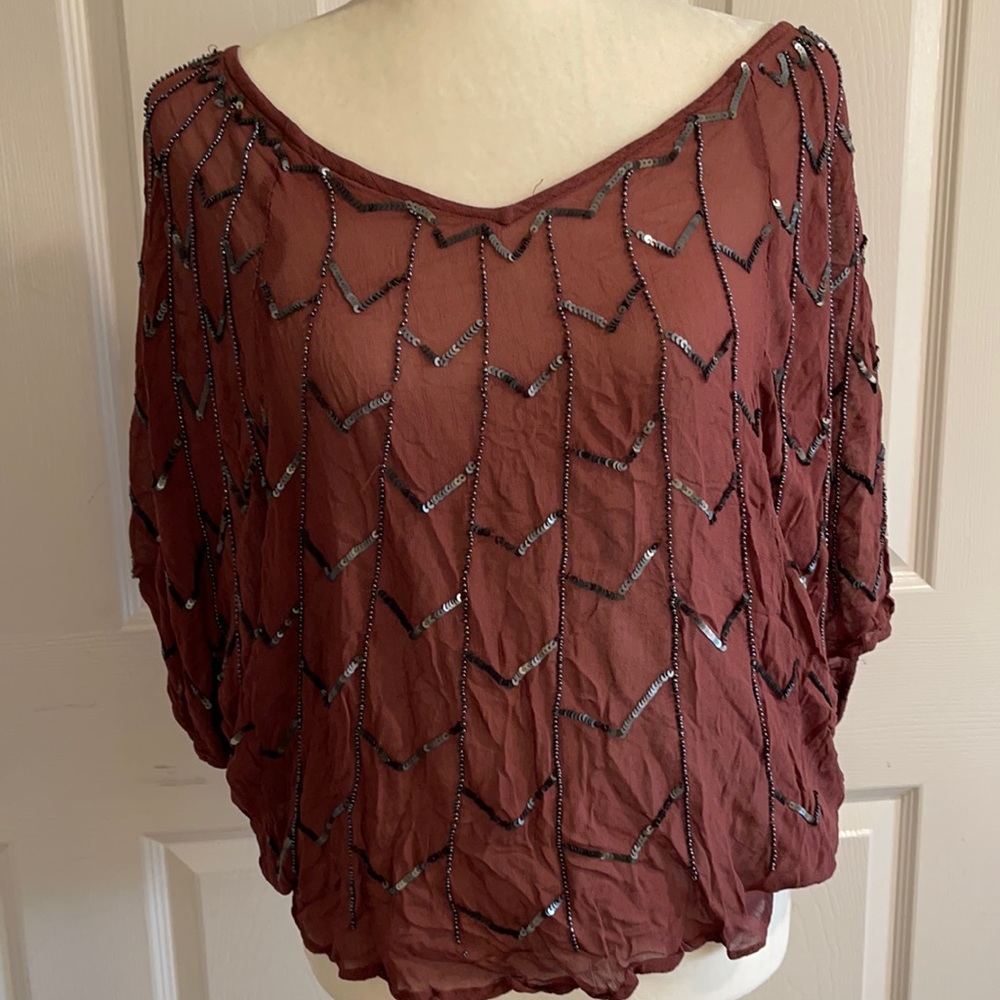 Willow and Clay Beaded Pullover Blouse